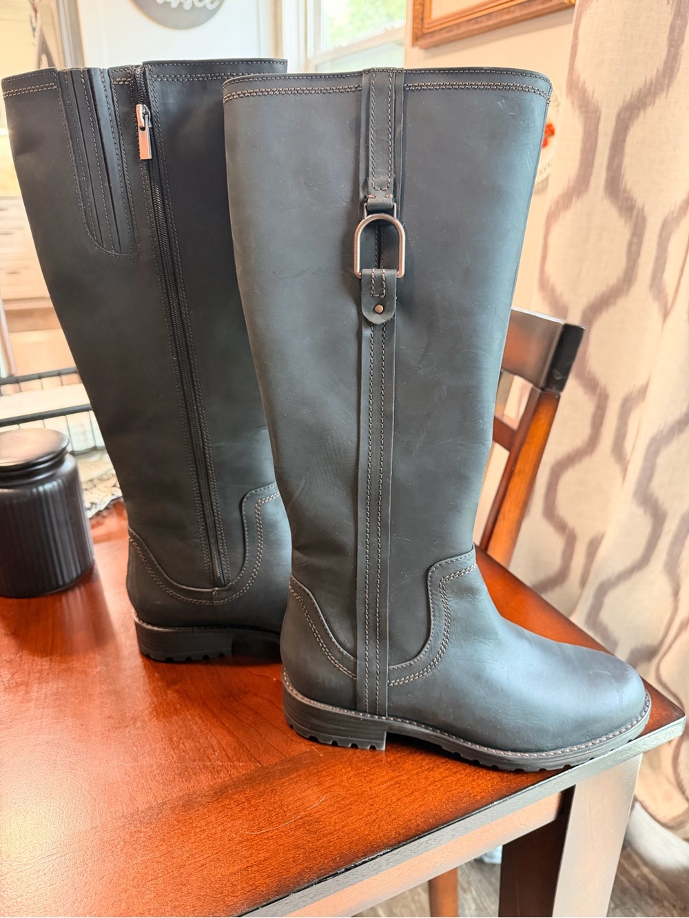 Size 7 - Clarks Aspra Hi Knee High Riding Boots Black Leather 2617495 - Equestri - Picture 6 of 7